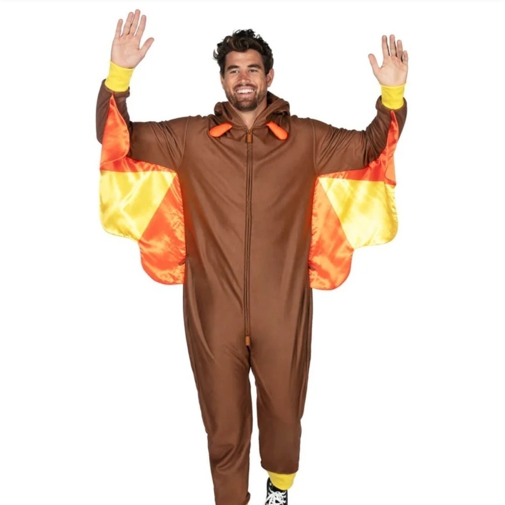 Tipsy Elves Unisex Brown Turkey Thanksgiving Jumpsuit Small NEW
